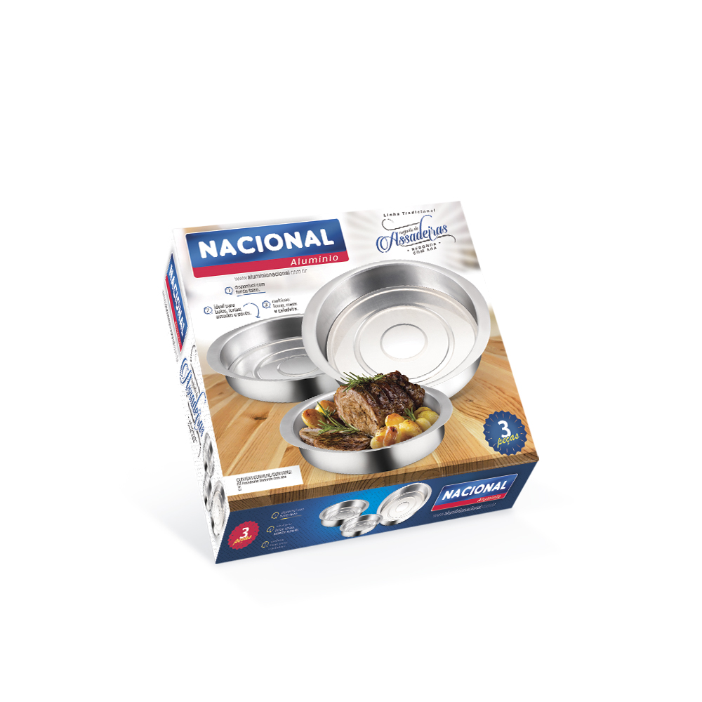Conjunto de Assadeiras Redonda com Aba 1 a 3