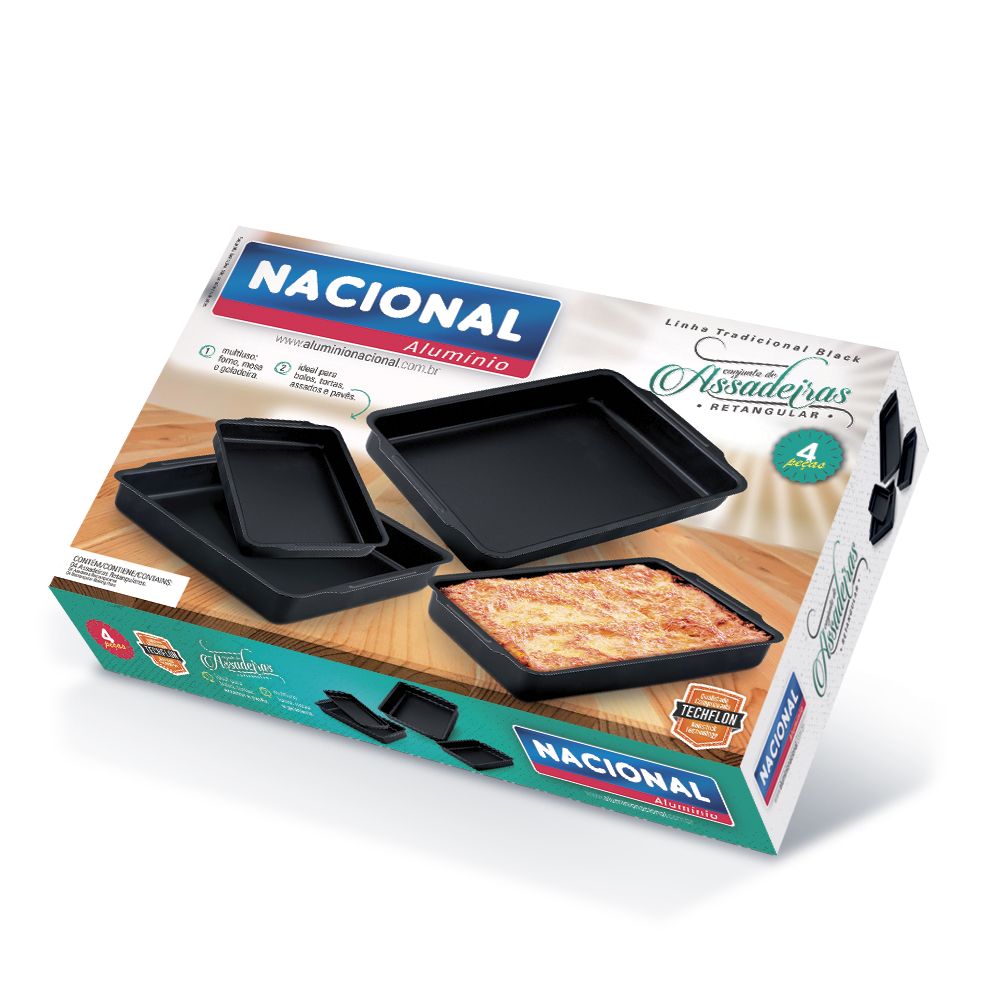 Juego de Asaderas Rectangulares Altas con Alas y Antiadherente